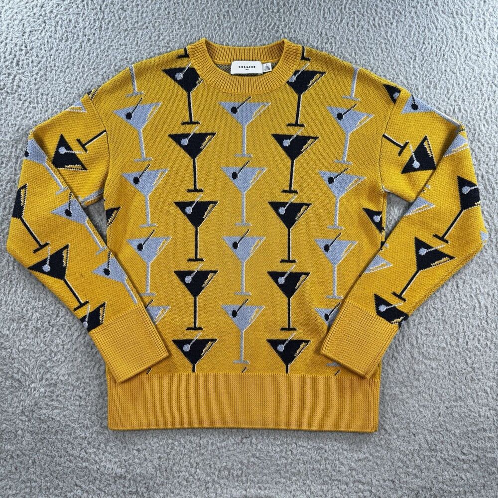 COACH Martini Crewneck Sweater Wool Blend Size Small Geometric Pattern